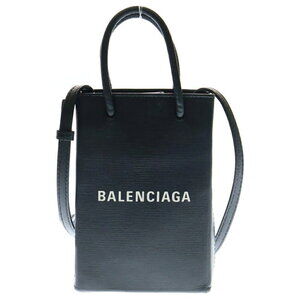 BALENCIAGA SHOPPING PHONE HOLDER Logo Shoulder Bag Black ANNEX